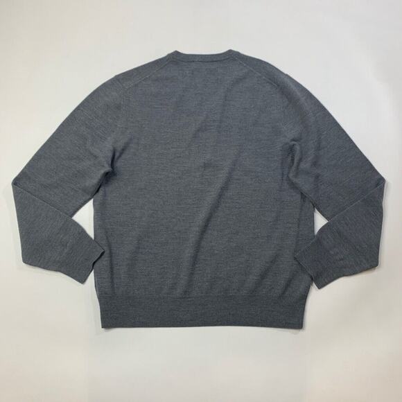 Brooks Brothers Sweater Mens L Large Steel Grey Saxxon Wool V Neck Pullover - Picture 7 of 9